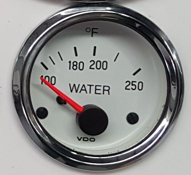 Water Temperature Gauge Chrome Bezel 100-250f 12v 50mm dia.